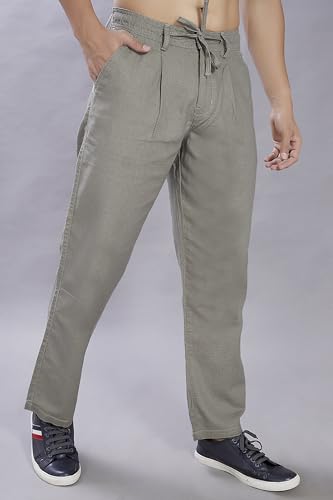 Image of DIVISIVE Men's Relaxed Fit Front Pleated Cotton Linen Blend Trousers