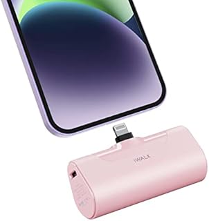 iWALK Mini Portable Charger 4500mAh Ultra-Compact Power Bank Small and Cute Battery Pack Compatible with iPhone 14/13/13 Pro/13 Pro Max /12/12 Pro/12 Pro Max/11 Pro/XR/X/8/PlusAirpods and More,Pink