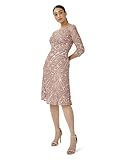 Adrianna Papell Women's Beaded Fit and Flare Dress, Rose Quartz, 10