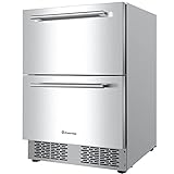 Under Counter Refrigerator Indoor Outdoor 24 In Stainless Steel Dual Drawer Fridge Beverage Built-in