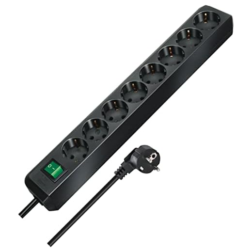 Brennenstuhl Eco-Line regleta de enchufes con 8 tomas de corriente (cable de 3 m, interruptor) negro