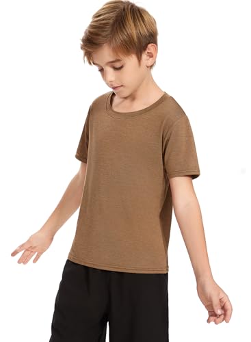 Xelky Boys Short Sleeve Shirts Youth Moisture Wicking Athletic T-Shirts for Teens Kids Tee Active Performance Tops 5 Pack3
