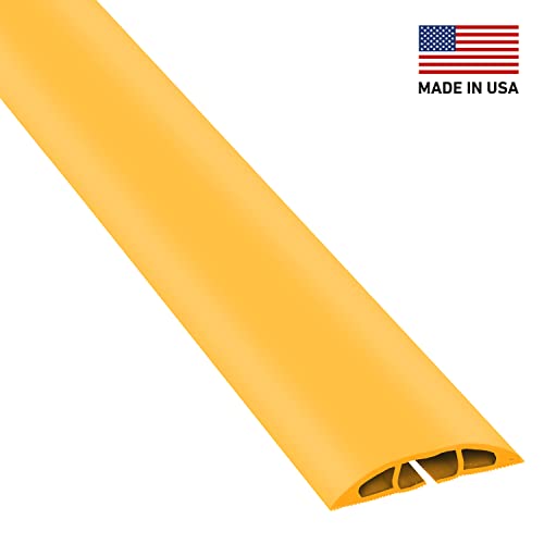 D-Line 6Ft Floor Cord Cover, Floor Cable Protector, Extension Cord Cover, Protect Wires & Prevent Cable Trips, Cable Management Solution - Cord Cavity = 0.63" (W) X 0.31" (H) - Safety Yellow #TOP1