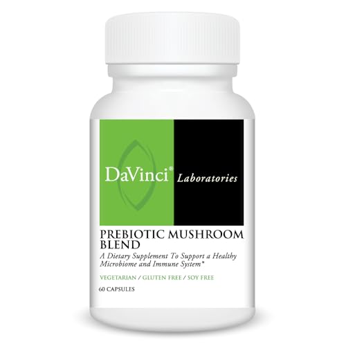 DAVINCI Laboratories Prebiotic Mushroom Blend - Helps Support Gut & Immune Health with Reishi, Maitake & Oyster Mushrooms* - Vegetarian, Soy Free & Gluten Free - 60 Capsules (60 Servings)