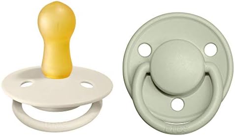 BIBS De Lux Soother 2-Pack, BPA Free Dummy Pacifier, Round Nipple. Natural Rubber Latex, Size 2 (6-18 Months), Blush Night / Vanilla Night