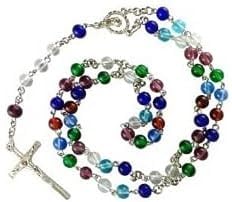 CResha Jesus Cross Crucifix Rosary Prayer Stainless Steel, Bead Necklace Christian Jewellery Men/Women/Boys/Girls