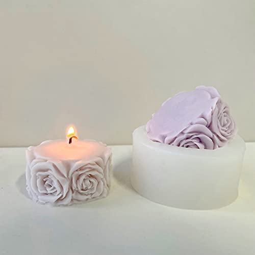 Rose Flower Column Candle Molds Valentine's Day Cylinder Resin Casting Mold For Candle Making Resin Casting Silicone Mold For Diy Candle Making Polymer Clay Craft Plaster #TOP5