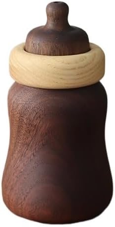 Toothpick Holder Walnut Cute Toothpick Box, Creative Solid Wood Baby Bottle, Toothpick Glass, Home Living Room Decoration Toothpick Dispenser (Color : B)