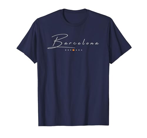 Barcelona Spain T-Shirt, Men, Navy Blue, Medium