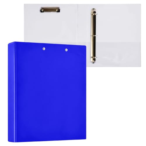 Classeur 3 anneaux bleu format ex2 avec poches de rangement internes