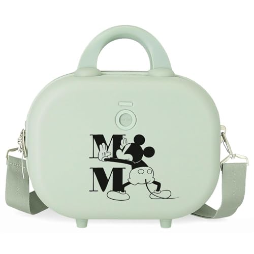Disney Mickey Happiness Anpassbarer Kulturbeutel mit grünem Schultergurt 29 x 21 x 15 cm, starres ABS, 9,14 l, 2,52 kg
