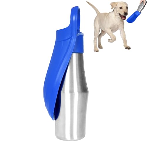 犬の散歩用ウォーターボトル ポータブル犬用旅行用ウォーターボトル、 27オンスの漏れ防止ウォーターディスペンサー、 シリコンリングを装備し、 犬用ウォーターボウル、ペットアクセサリー、各種小動物