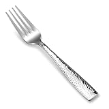 KEAWELL Premium 4-Piece 7.6' Louis Hammered Salad Fork Set, 18/10 Stainless Steel, Squared Edge with Smooth Rounded Edges for Comfort, Dishwasher Safe (4, 7.6' Salad Fork)