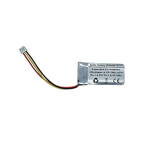 250mAh 3.7V Replacement Battery for Sennheise r OfficeRunner, DW Office, DW Pro1, DW Pro2, DW Pro2 ML, DW Office ML, SD Office, SD Office ML, SD Pro1, SD Pro1 ML, SD Pro2, SD Pro2 ML, MB Pro Series 250mAh 3.7V Replacement Battery for Sennheise r OfficeRunner, DW Office, DW Pro1, DW Pro2, DW Pro2 ML, DW Office ML, SD Office, SD Office ML, SD Pro1, SD Pro1 ML, SD Pro2, SD Pro2 ML, MB Pro Series