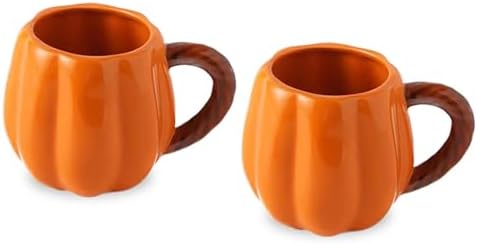 2 Pcs Ceramic Pumpkin Mug 13 Oz Coffee Mug Tea Cup, Holiday Decor...
