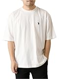 [U.S. Polo Assn.] (ユーエスポロアッスン) ロゴ刺繍 長袖 Tシャツ メンズ ビッグt ユニセックス カットソー J1-1258 L A-ホワイト