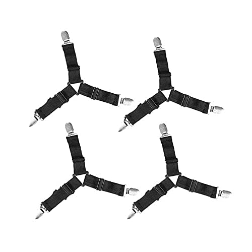 Tendeur Drap Housse Lit 4 pcs,Réglable Drap de Lit Attaches Triangle élastique Bretelles Gripper Support Clip de Sangles pour Draps de Lit,Coussin de Canapé, Fauteuil Sièges Coussin Cover