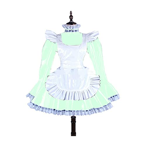 Robe de soubrette à manches longues XL verte avec tablier blanc