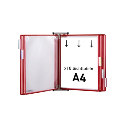 Tarifold 414107 - Tarifold Wandsichttafel für Dokumente aus Metall, Drehzapfensichttafeln, Dokumentenpräsentation, 10 A4-Taschen Schwarz