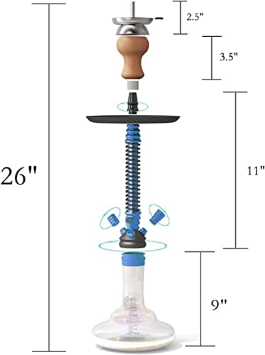 RMAN® Shisha Set, Shisha Aluminium Wasserpfeife 66cm Shisha Komplet mit Shisha Tabak und 1KG Shisha Kohle Premium Shisha… – Bild 3