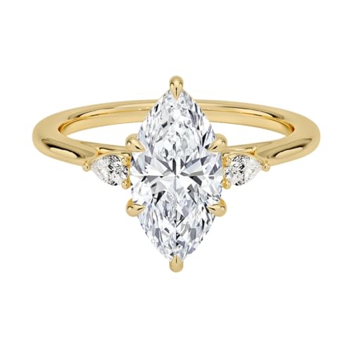 2 CT Marquise Cut Lab Grown Diamond Perfect Fit Three Stone Engagement Ring