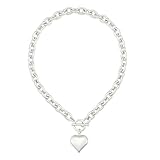 LILIE&WHITE Silver Heart Chunky Necklace for Women- Elegant Matte Finish with Chunky Chain, Gift for Her, Stylish Pendant Jewelry for Women, Trendy Fashion Accessory for Special Occasions