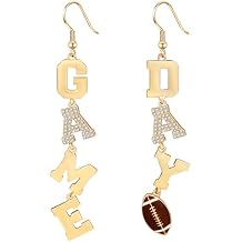 Football Earrings for Women, Pave Rhinestones Football Mom Trio Dangle Earrings, Sports Lover Touchdown Drop Earrings, Football Team Gifts for Women Jewelry
