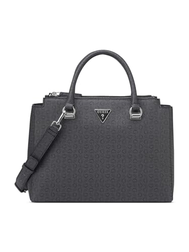 GUESS Charcoal Grey Printed Phyllis Satchel Bag
