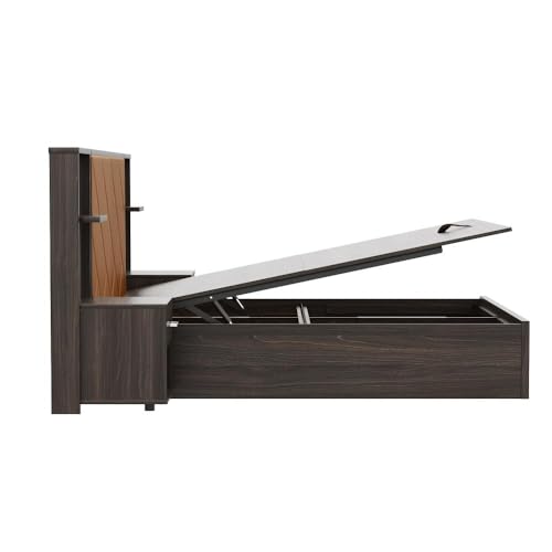Image of Wakefit Bed | 3 Yr Warranty | Bed Queen Size,Hydraulic Storage,Camel Fabric Cushioned Upholstery Headboard,Density:680-750kg /m,Termite & Borer Resistant,Fits Mattresses Up to 8 inches(Noctis78x60-WM)