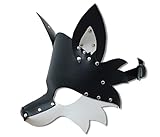 HMILY Steampunk leather animal masks, fox, tiger, wolf masks, Halloween costumes and props (Black and white)
