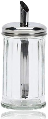 Classic Retro Cafe Glass Sugar Dispenser Pourer Shaker Large Stainless Steel