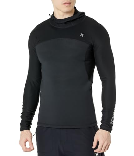 Hurley Coast Guard Hooded Surf Top Camiseta de surf azul con capucha para hombre talla L