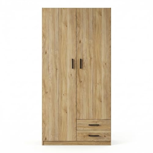 Shiito | Modelo Oxford   Armario 2 Puertas y 2 cajones | Acabado en Madera Natural