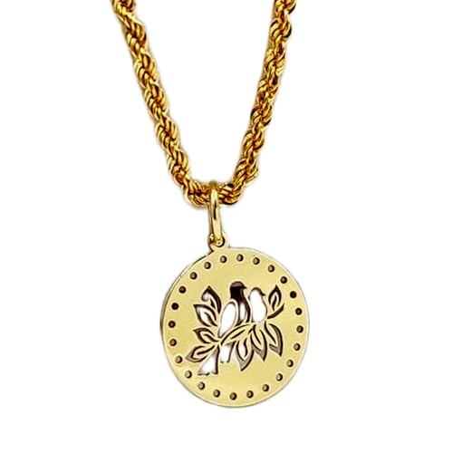 Collier colombe Oiseaux de la Paix LKBEADS en argent plaqué or et sa chaîne corde de 45 cm