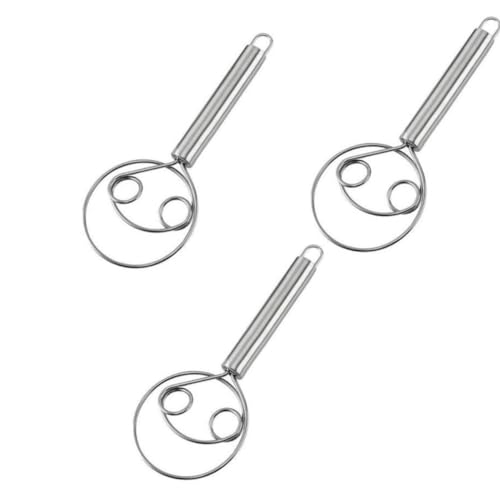 3個 手作り ウィスキー、ステンレス パンウィスキー、デンマークウィスキーパン製造キット、ハンド泡立て器マニュアル、ステンレス鋼パン泡立て器、デニッシュ生地泡立て器パン作りアクセサリー、サワードウ、ピザ、ペストリー、ケーキバッター用ベーキングミキサー