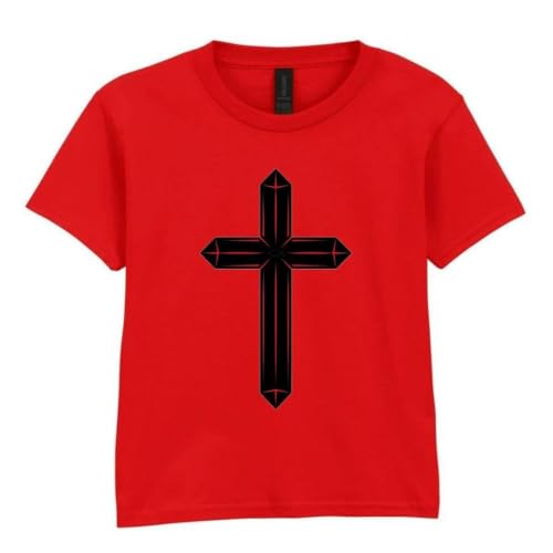 Image of Adults Unisex Red Black Cross Tee Concert Gig Top Medium