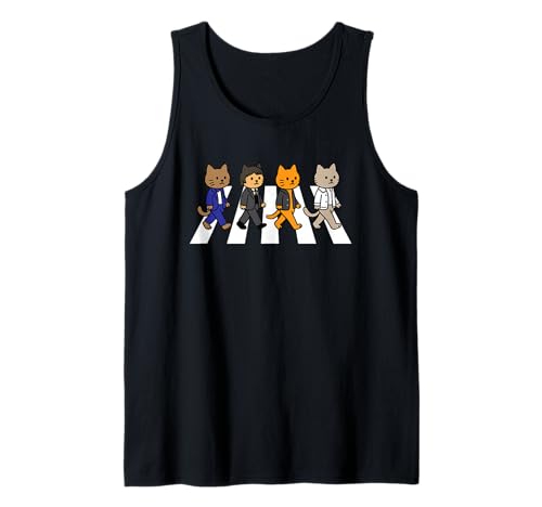 Funny Cat Walking on The Street Feline Lover Design Tank Top