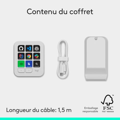 Logitech MX Keypad, pavé macro programmable, IntelliJ - Gris pâle