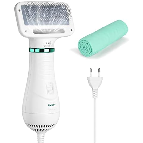 Ownpets Hundefön mit Fellkamm, 2 in 1 Haustier Haartrockner Bürste, Hundetrockner, Temperatur einstellbar(2 Stufen 40 or 60℃), Tierfön Dryer für Hund, Katze oder andere Haustiere, 300W Cover