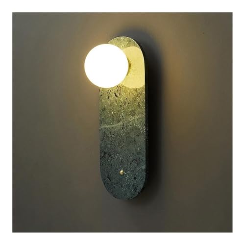 LUOYAOB Aplique de pared de mármol moderno de mediados de siglo de 12,6 ″ Luces de pared ovaladas nórdicas for interiores Lámpara de pared de piedra minimalista for dormitorio (blanco, verde)(Grey)
