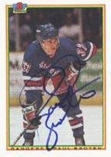 Paul Broten New York Rangers 1990 Bowman Autographed Card. This item comes with  - Compare price
