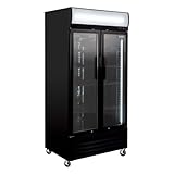 GastroHero Getränkekühlschrank Eco 630 mit Leuchtaufsatz & Klapptüren, 8 verstellbare Böden, 630 L Kühlraum, Glastür, Innenbeleuchtung, Gastronomiebedarf, schwarz für Gewerbe & Gastro