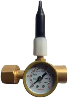 LeTkingok Helium Pressure Reducer, All Brass Helium Balloon Pressure Reducing Valve Inflatable Pressure Gauge 0-3500PSI 0-250KGF/CM2