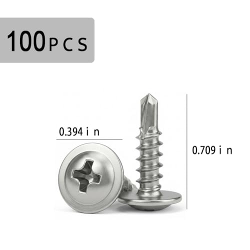 Kit de tornillos autorroscantes de acero inoxidable 410, M4.2x19, 100 piezas miniatura 6
