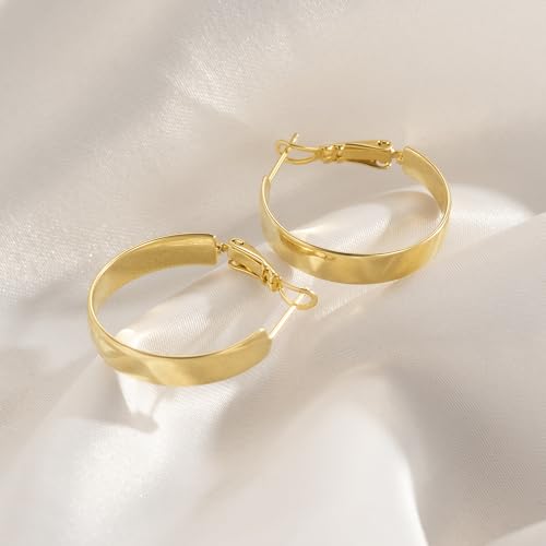 Hoop Earrings 14K Gold Hoop Earrings for Women Square-edge Gold Earring Hoops Paddle Back Women’s Hoops Earring Birthday Gifts 22mm3