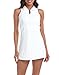 HDE Women's Tennis Dress Sleeveless Athletic Zip Up Golf Dresses with Separate Shorts White - XL
