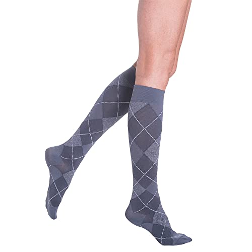 Image of SIGVARIS Women's Microfiber Shades Calf Mariner Stripe 10-12