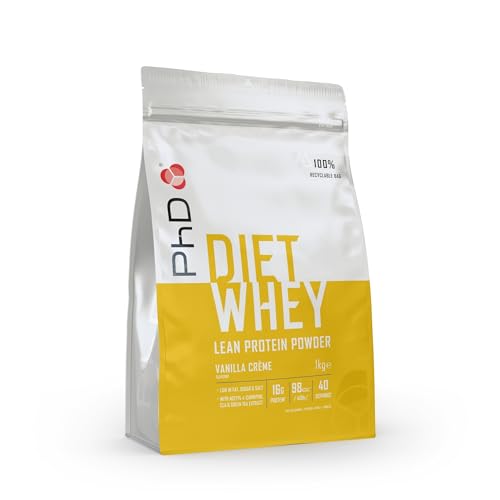 PhD Nutrition Diet Whey High Protein Lean Matrix, Vanilla Crème Diet Whey Protein Powder, High Protein, 40 Servings Per 1 kg Bag