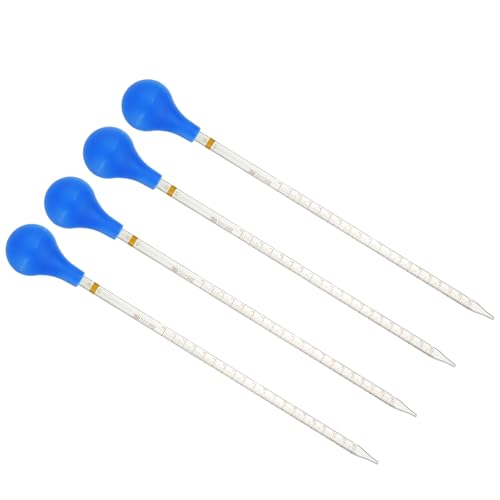 PATIKIL Graduated Dropper Pipettes Kit, 4pcs 20ml Borosilicate Glass Pipette with Rubber Cap for Transfer Liquid for Lab, Chemistry, Clear