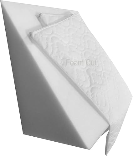 Extra Cover for Bed Wedge Pillow Cushion - Removable and Washable Cover Only, Specifically Designed For Triangle Wedge Pillow Only, Made in UK (White) 51 x 46 x 28 CM
